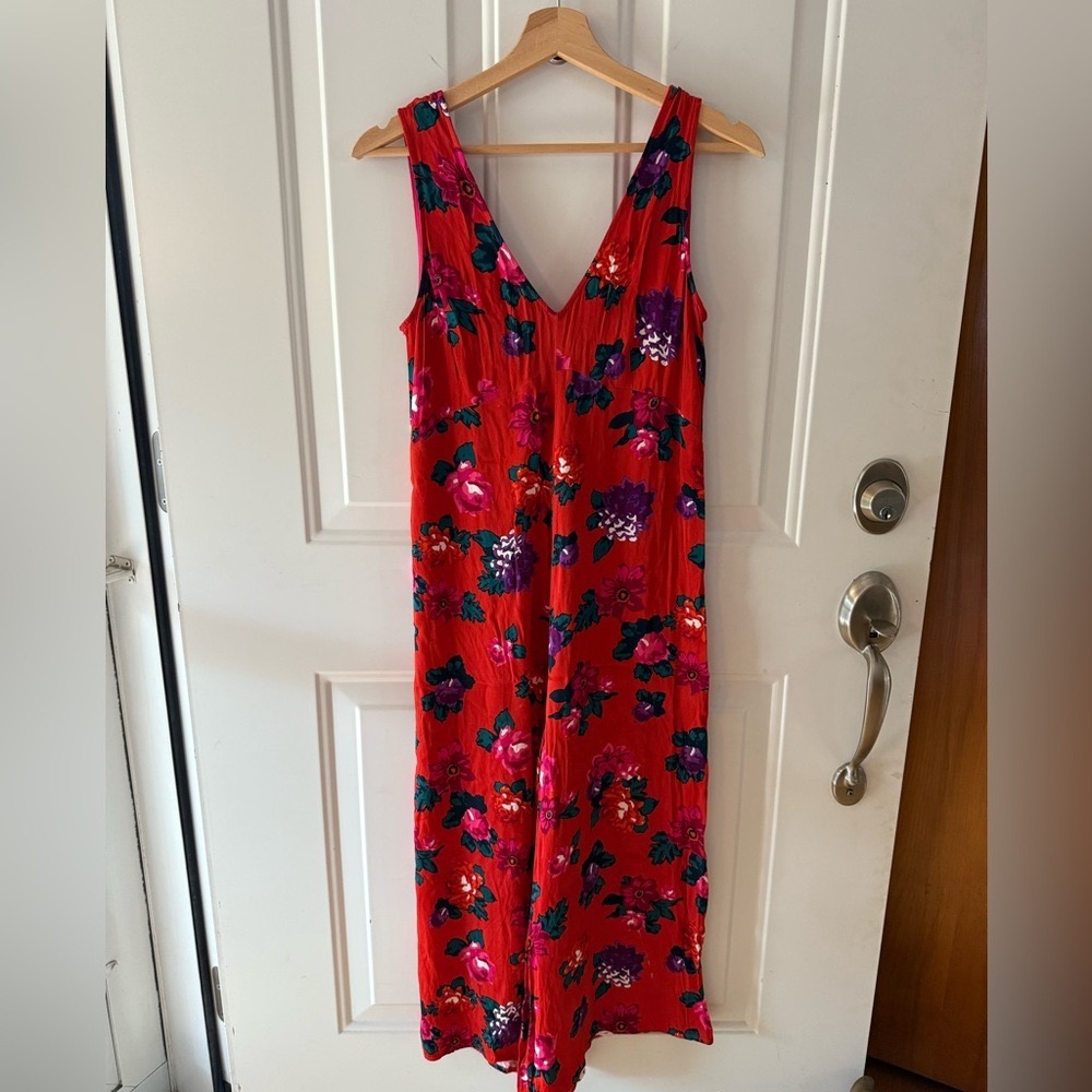 FLOREAT Anthropologie Floral Crop Jumpsuit Size XS